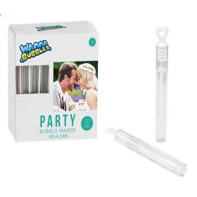 Wedding Bubbles With Hearts Pack of 40 Mini Wands
