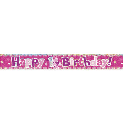 Prismatic Pink 1st Birthday Foil Banner (3.65m) Pk 1