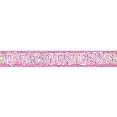 Pink Christening Foil Banner (3.65m) Pk 1
