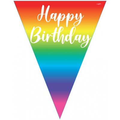 Metallic Rainbow Happy Birthday Foil Bunting Banner 3.9m