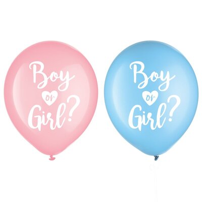 Blue & Pink Boy or Girl Baby Shower Latex Balloons 30cm (Pk 12)