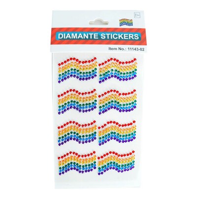 Rainbow Flag Diamante Stickers Pk 8