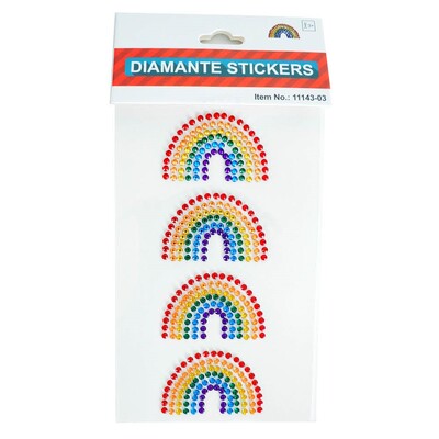 Rainbow Shape Diamante Stickers Pk 4
