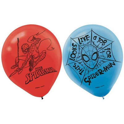 Assorted Spiderman Latex Balloons (30cm) Pk 6 