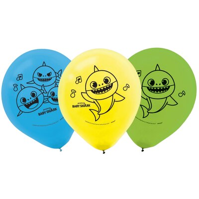 Baby Shark Latex Balloons 30cm Pk 6