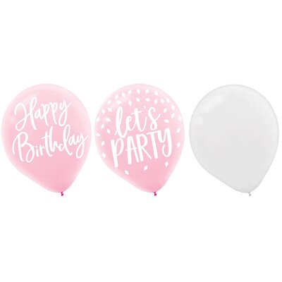 Blush Pink Latex Birthday Balloons 30cm Pk 15