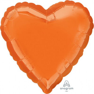 Metallic Orange Heart 18in. Standard Foil Balloon Pk 1