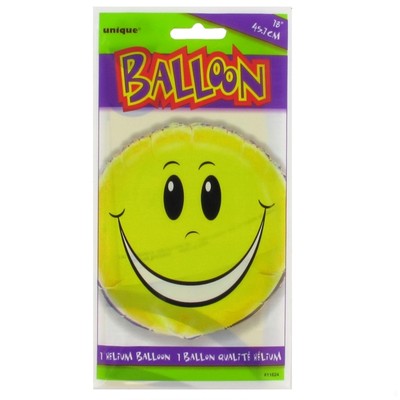 Balloon Foil 18in Smiley Face Pk1 