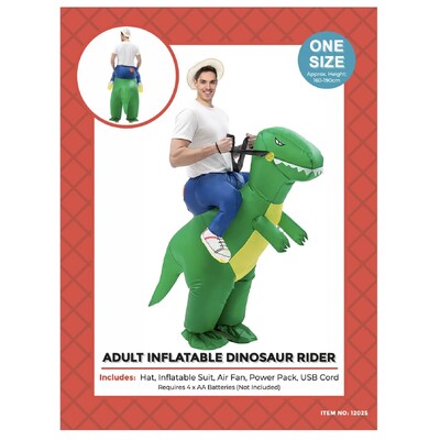 Adult Inflatable Dinosaur Rider Costume One Size