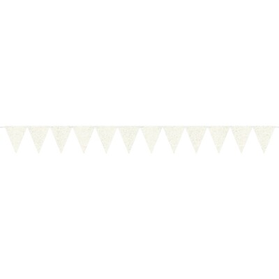 White Glittered Pennant Flags for Banner (12 Flags) Pk 1