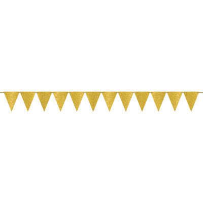 Mini Gold Glittered Pennant Flags for Banner (12 Flags) Pk 1 