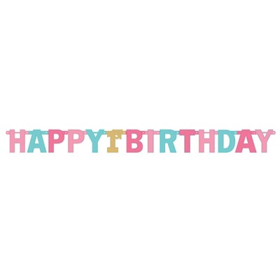 Jumbo Pink Happy 1st Birthday Letter Banner