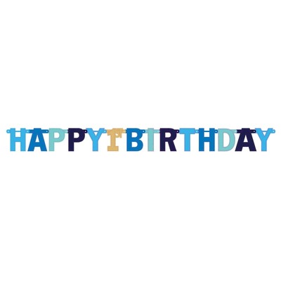Happy 1st Birthday Blue Jointed Foil Banner 2.95m