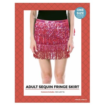 Adult Pink Sequin Fringe Festival Wrap Skirt One Size