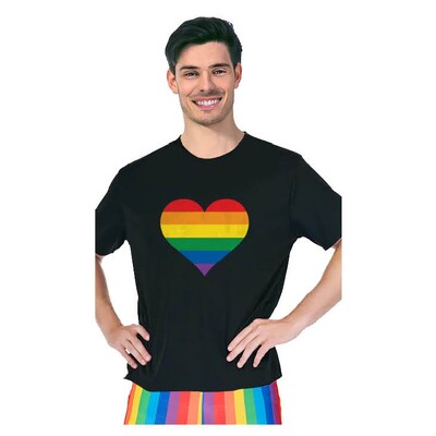 Adult Rainbow Heart Pride T Shirt One Size