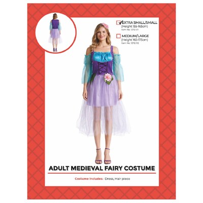 Adult Medieval Fairy Princess Costume XS/S │Purple Lilac Dress Hairpiece