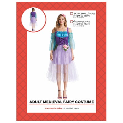 Adult Medieval Fairy Princess Costume L/XL │Purple Lilac Dress Hairpiece