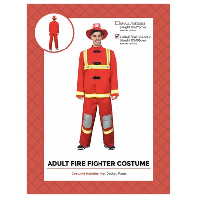 Adult Fire Fighter Costume Mens Large/X Large