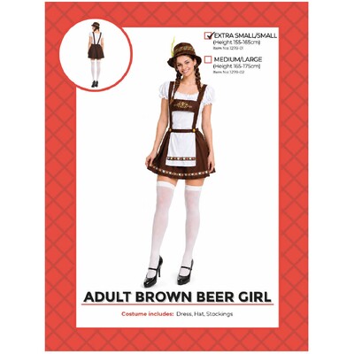 Adult Brown Beer Girl Oktoberfest Costume Set │Dress Hat Stockings German Alpine
