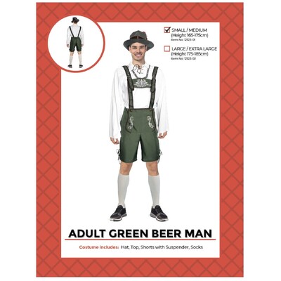Adult Oktoberfest Green Beer Man Lederhosen Costume S/M