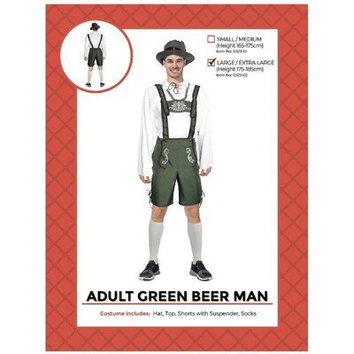 Adult Oktoberfest Green Beer Man Lederhosen Costume L/XL