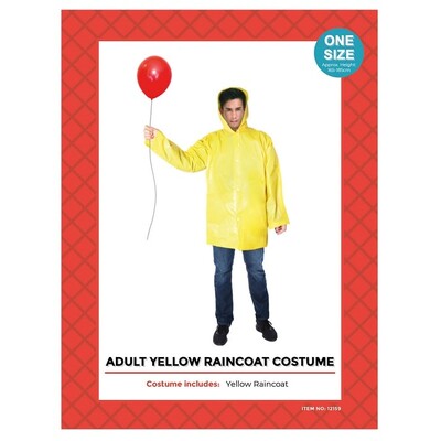 Adult Yellow Raincoat Georgie Costume One Size