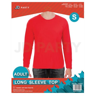Adult Red Long Sleeve Costume Shirt Top Small