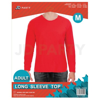 Adult Red Long Sleeve Costume Shirt Top Medium