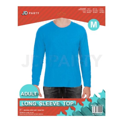 Adult Blue Long Sleeve Costume Shirt Top Medium