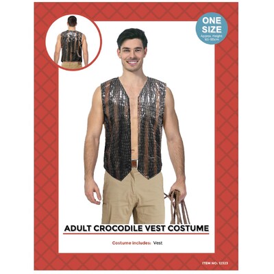 Crocodile Print Costume Vest Adult | Reptile Skin Polyester Vest One Size