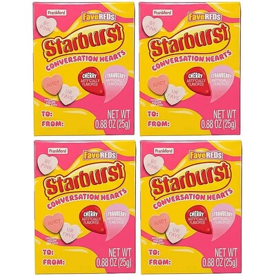 Starburst Cherry Strawberry Conversation Hearts 25g Pk 4