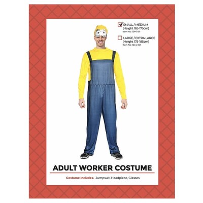 Adult Yellow Worker Minion Costume S/M 