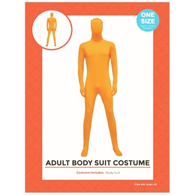 Adult Neon Orange Full Body Suit Costume One Size