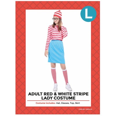 Adult Red & White Top Blue Skirt Costume Large 14-16