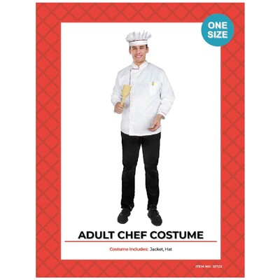Adult Chef Jacket & Hat Costume One Size