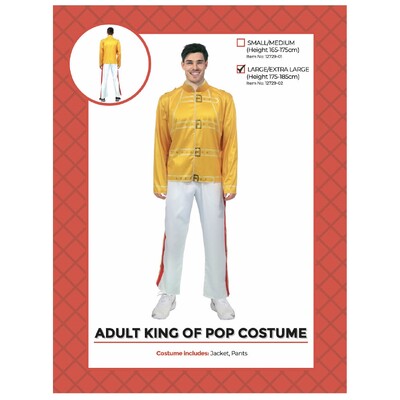 Adult Rockstar King Of Pop Costume L/XL