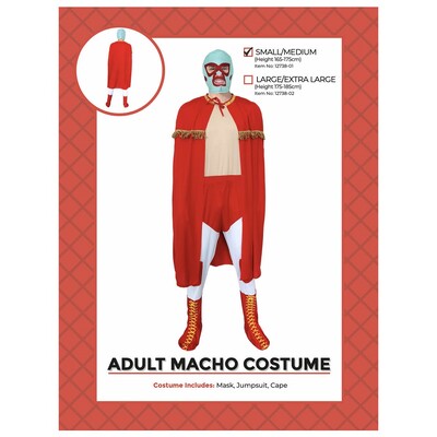 Adult Macho Libre Movie Wrestler Costume S/M