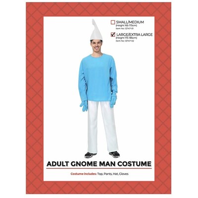 Adult Blue & White Little Gnome Man Costume L/XL
