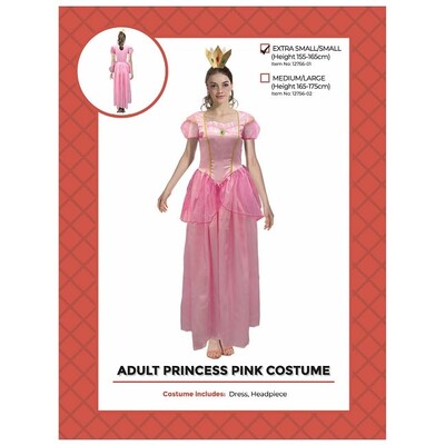 Adult Peachy Pink Gaming Princess Costume XS/S