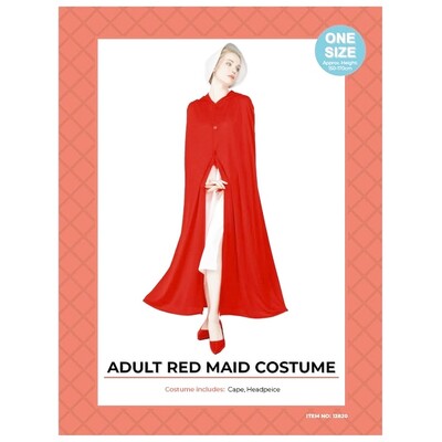 Adult Red Hand Maiden Costume One Size 