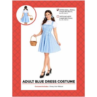 Adult Blue Gingham Dress Costume XS/S | Pinafore Style