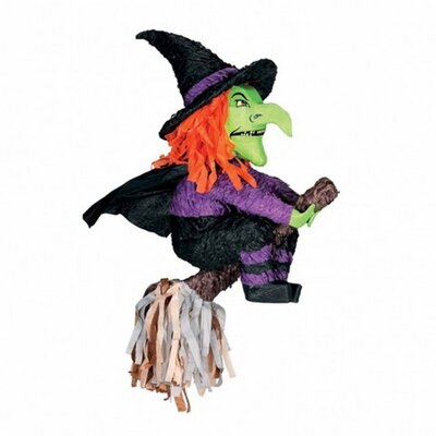 Witch On Broom Stick Halloween Pinata (Pk 1)