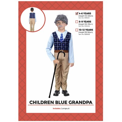 Child Blue Grandpa Jumpsuit Costume 4-6 Yrs