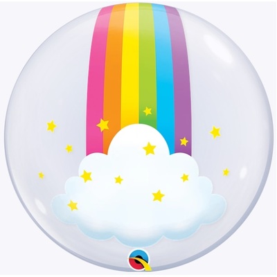 Rainbow Clouds Deco Bubble Balloon (24in, 60cm)