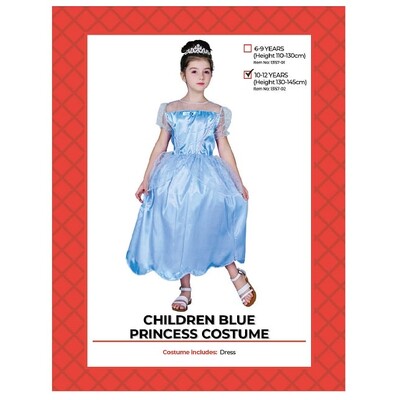 Child Blue Princess Dress Costume 10-12 Yrs