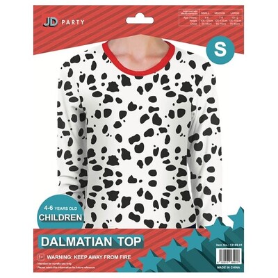 Child Dalmatian Costume Top Small 4-6 Yrs