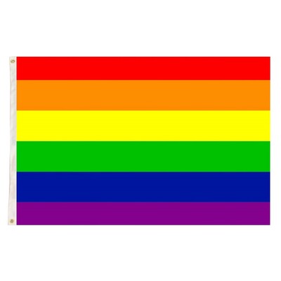 Rainbow Satin Flag with Eyelets 90x150cm