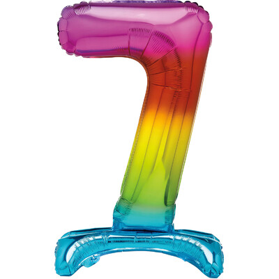 Rainbow Number 7 Standing Foil Balloon 76cm (Air Fill Only)