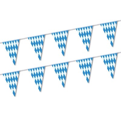 Oktoberfest Bavarian Flag Bunting 3.5m | Blue & White Fabric German Decoration