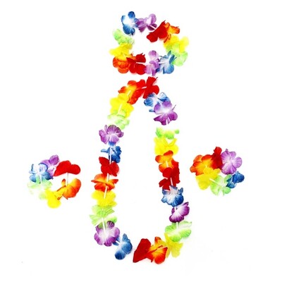 Hawaiian Luau Lei Dress Up Party Set 4 Pieces